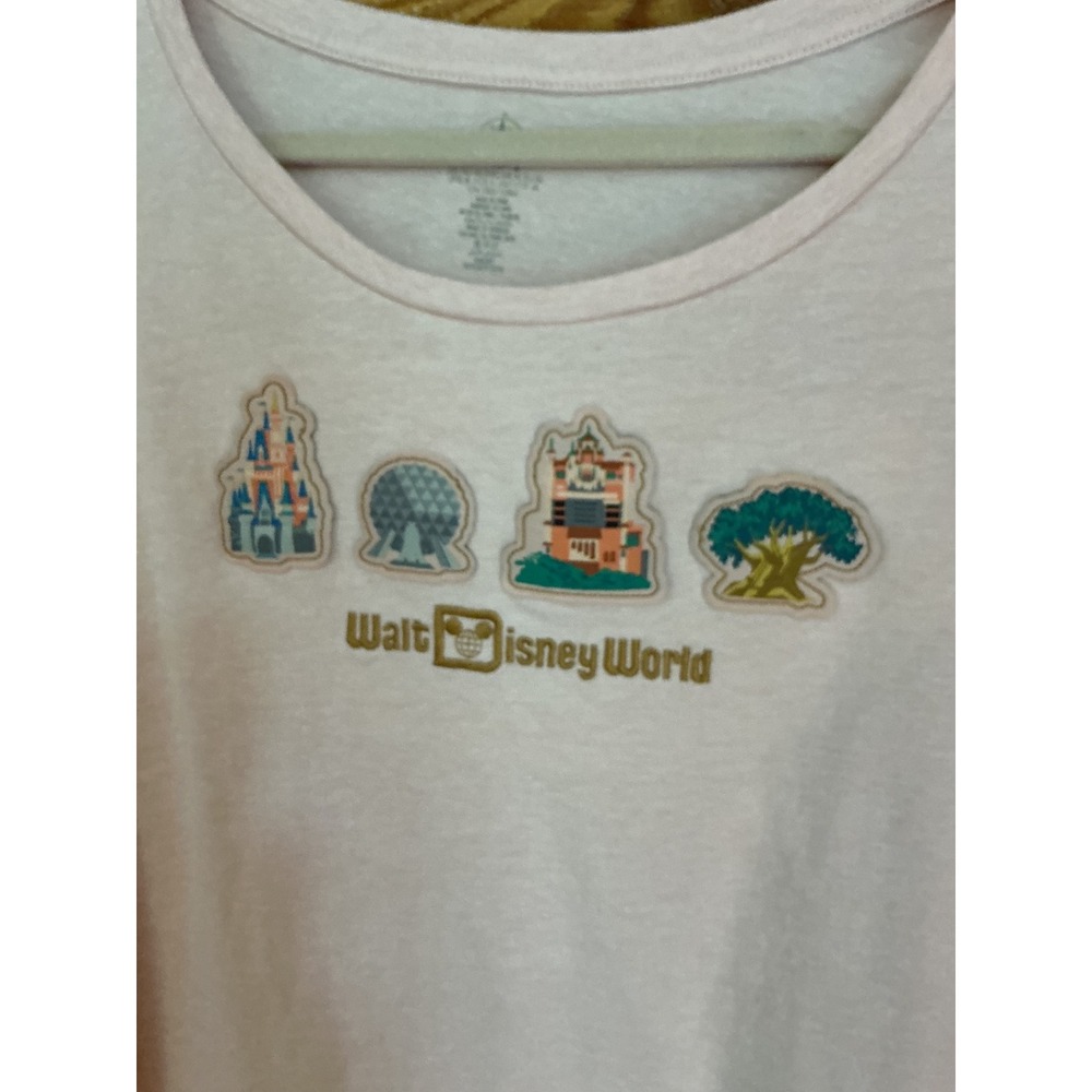 Walt Disney World Parks Icons Pink Graphic T-Shirt Women XL Organic Cotton Blend - Picture 2 of 11